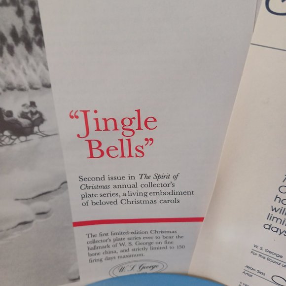 Vintage W.S. George Collector Plate 1991 Jingle Bells The Spirit of Christmas - Picture 4 of 13